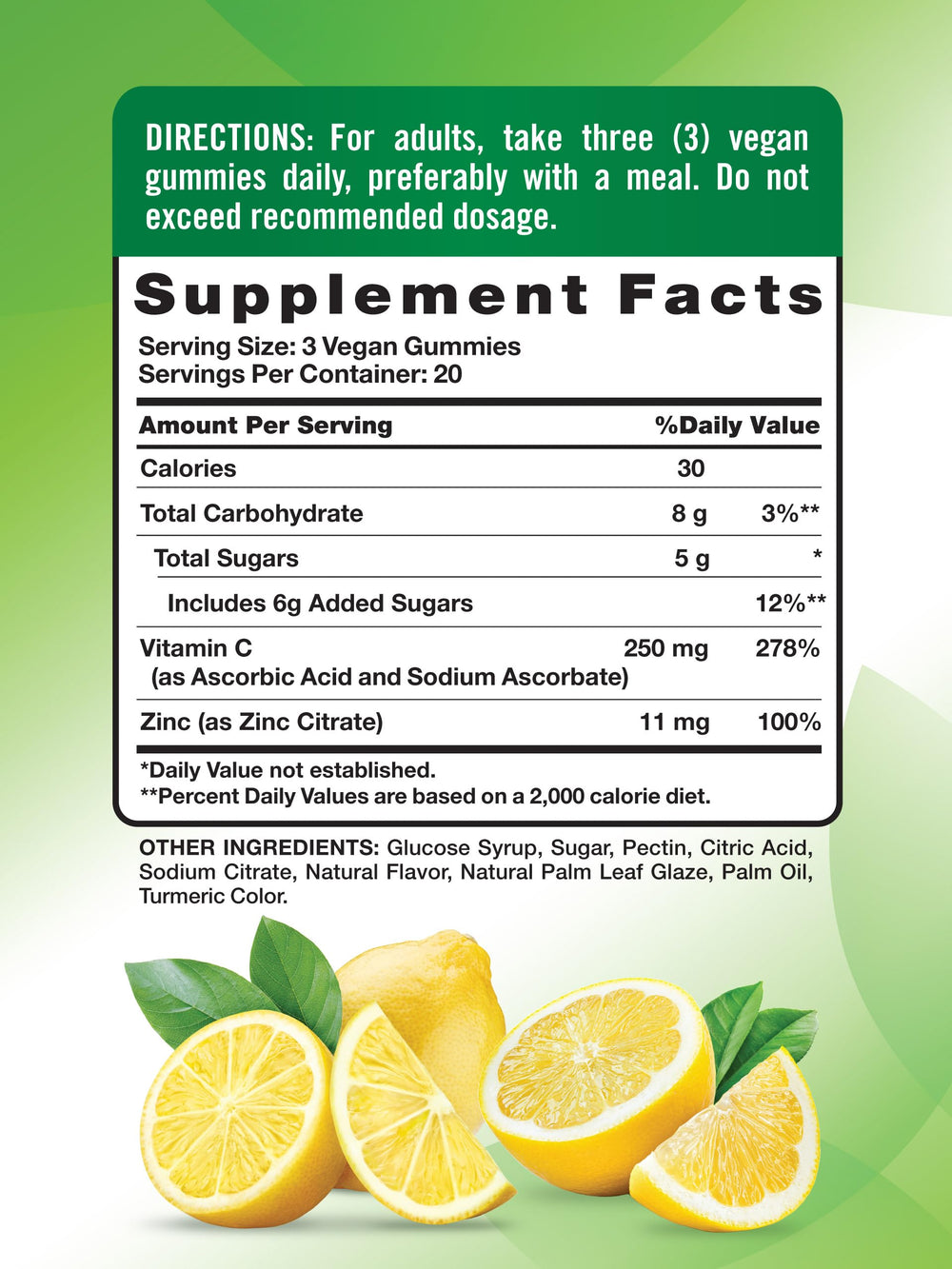 Close-up of Nature's Truth gummies showing lemon flavor for easy daily intake.