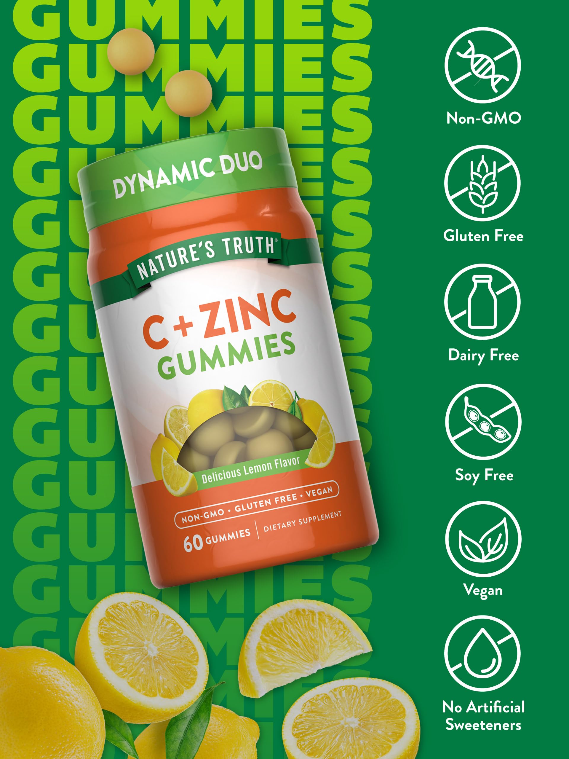 Label highlights 11 mg zinc per serving in Nature's Truth gummies.