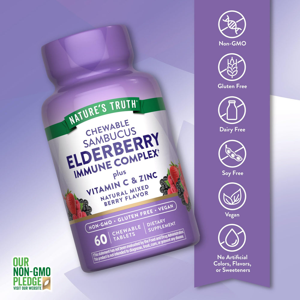 Nature's Truth Vitamin C Zinc chewables, bright berry taste for easy daily intake.