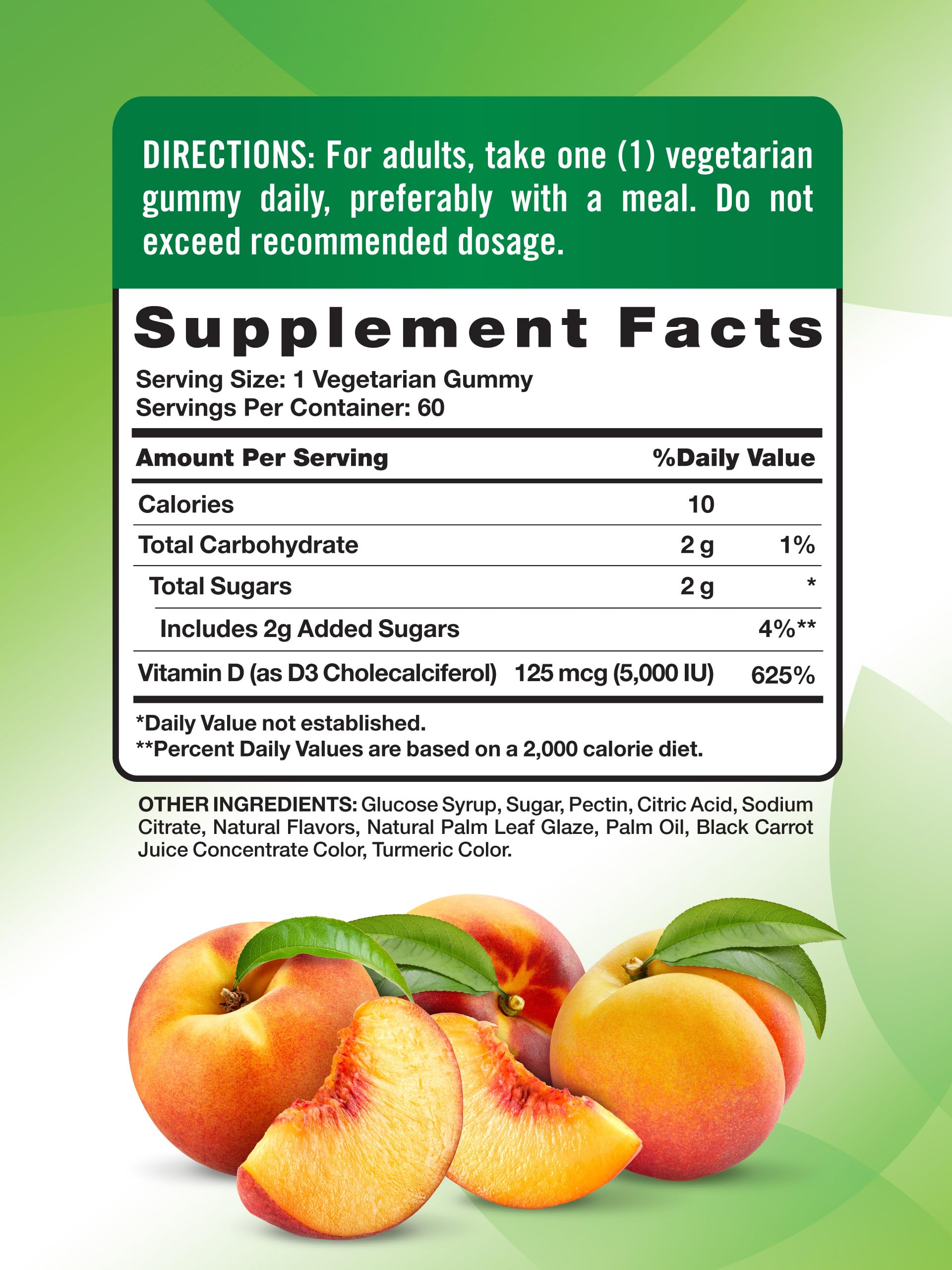 Nature's Truth Vitamin D3 gummies close-up showing peach texture for daily supplementation