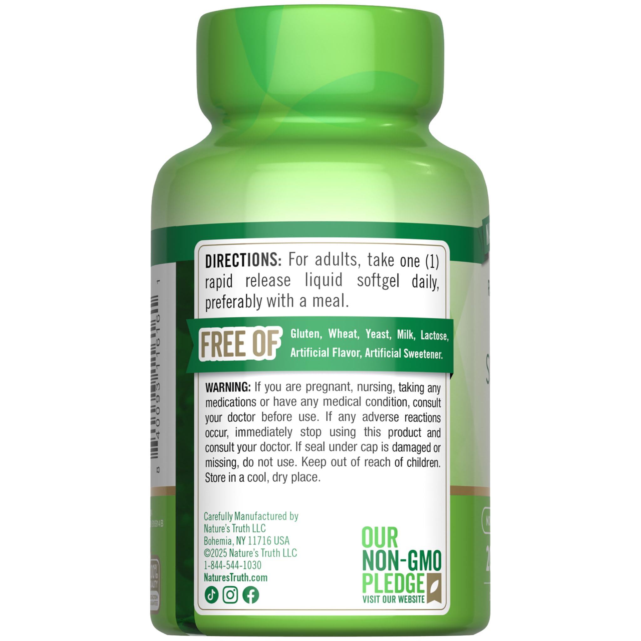 Nature's Truth zinc 50mg softgels bottle texture signals premium quality