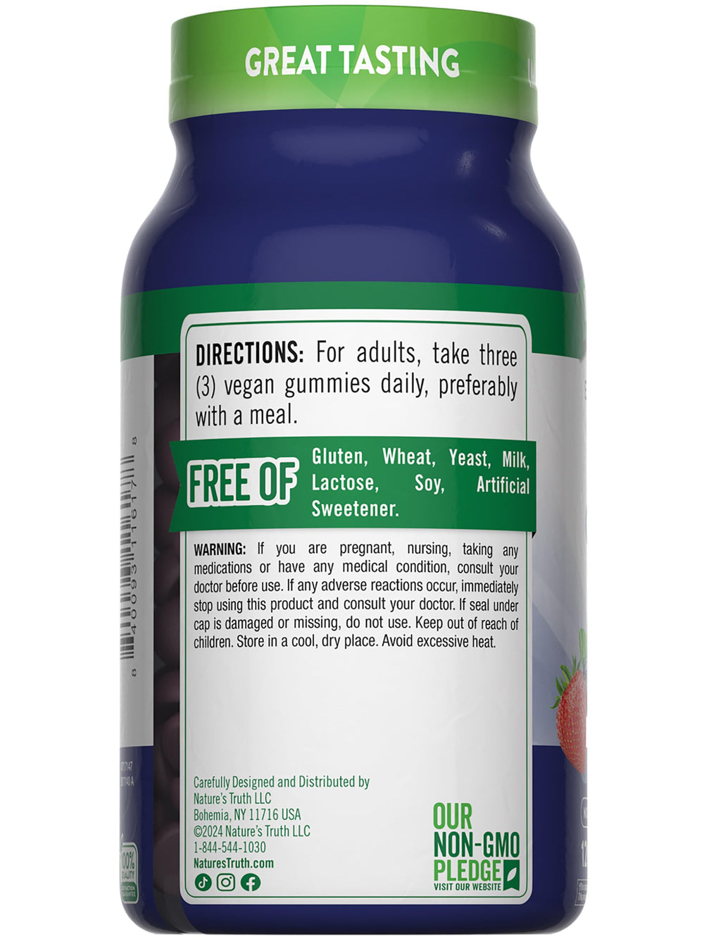 Nature's Truth zinc gummies gluten-free assurance on label