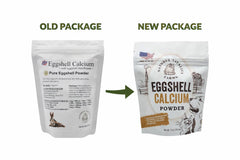 Close-up of finely ground eggshell powder granules for dogs and cats.