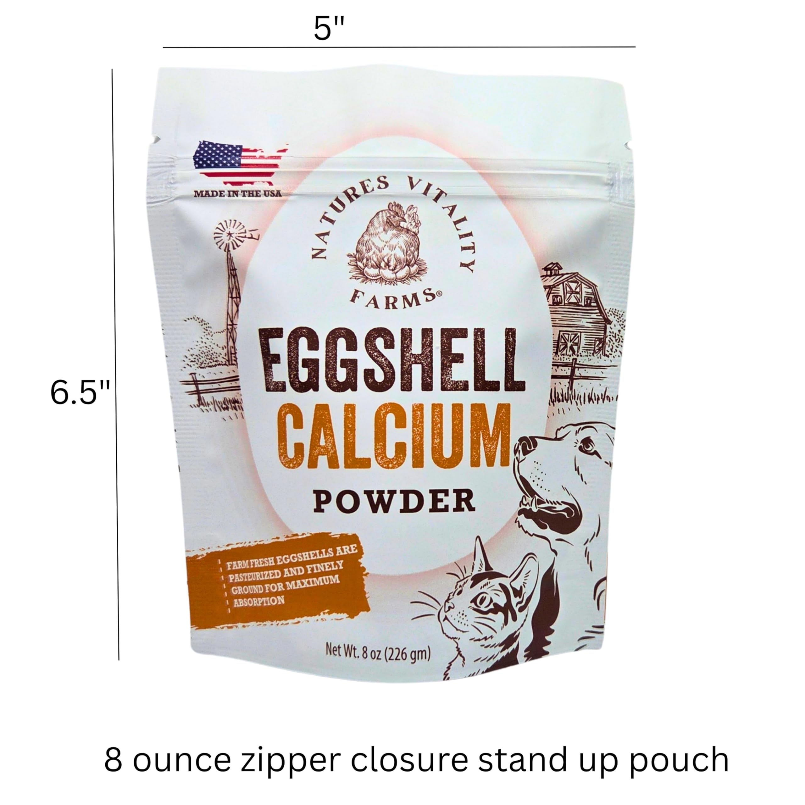 Pet food bowl with eggshell powder mixed into meals for pets.