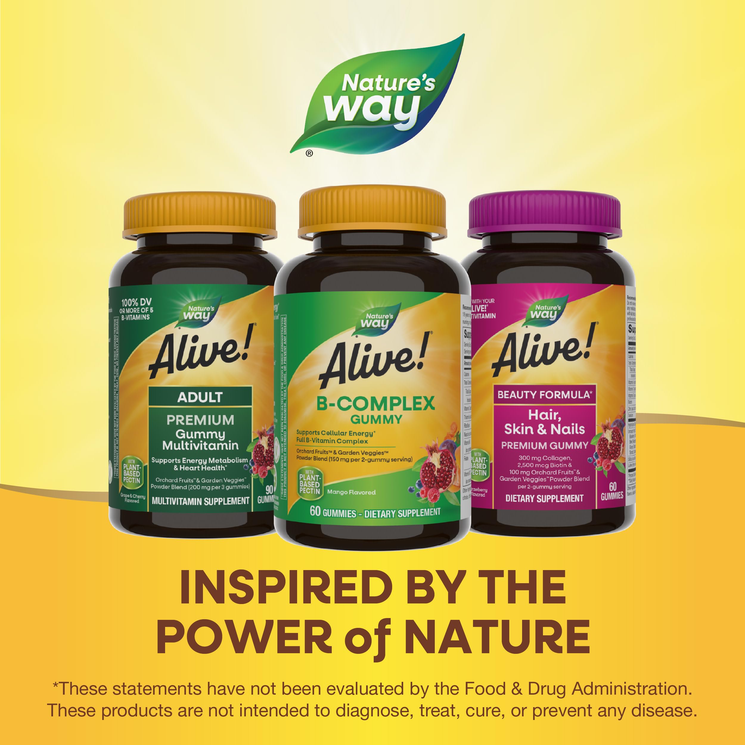 Nature's Way Alive B-Complex Gummies gluten-free and dairy-free option for vegetarians.