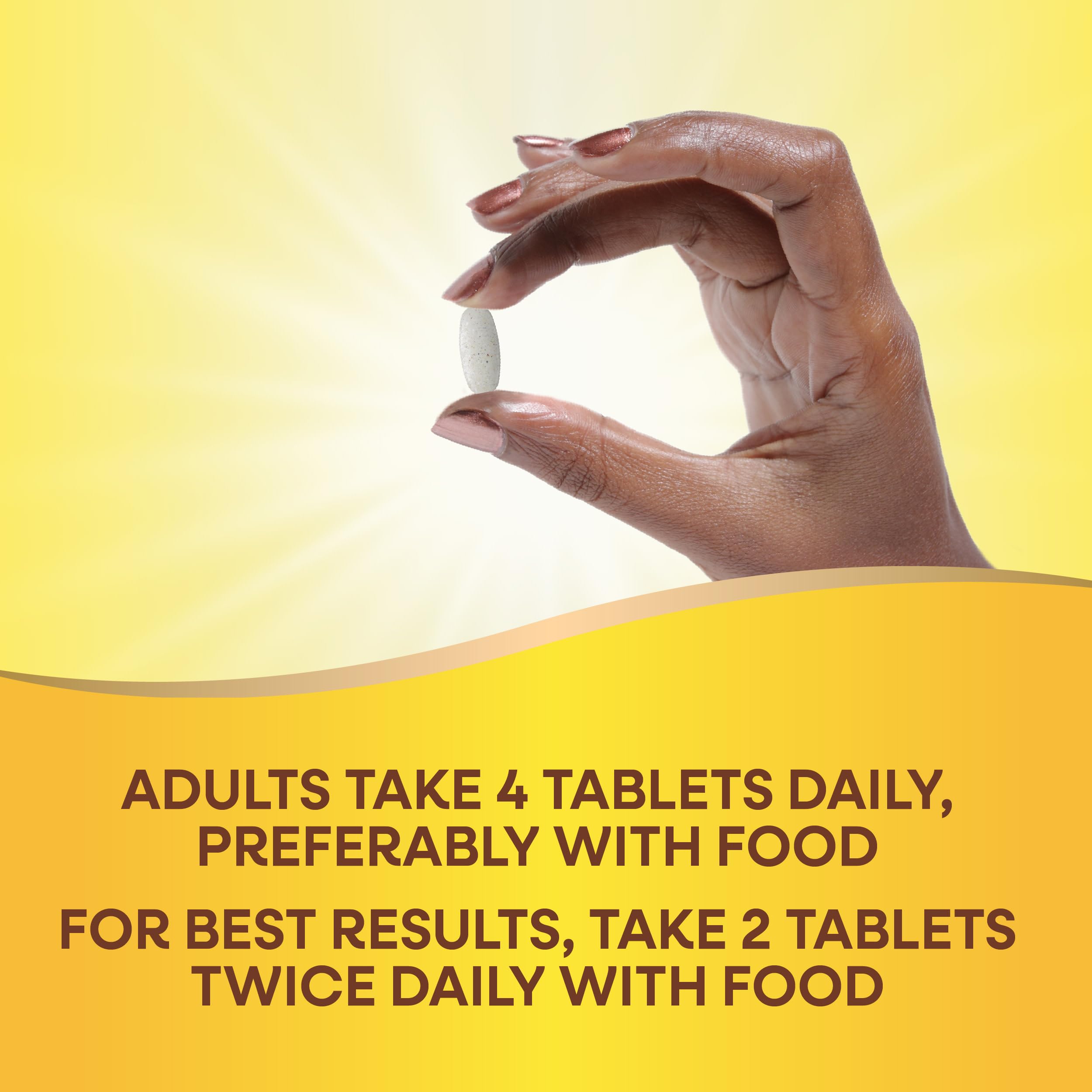 Nature’s Way Alive! Calcium daily routine image suggests taking two tablets twice daily.