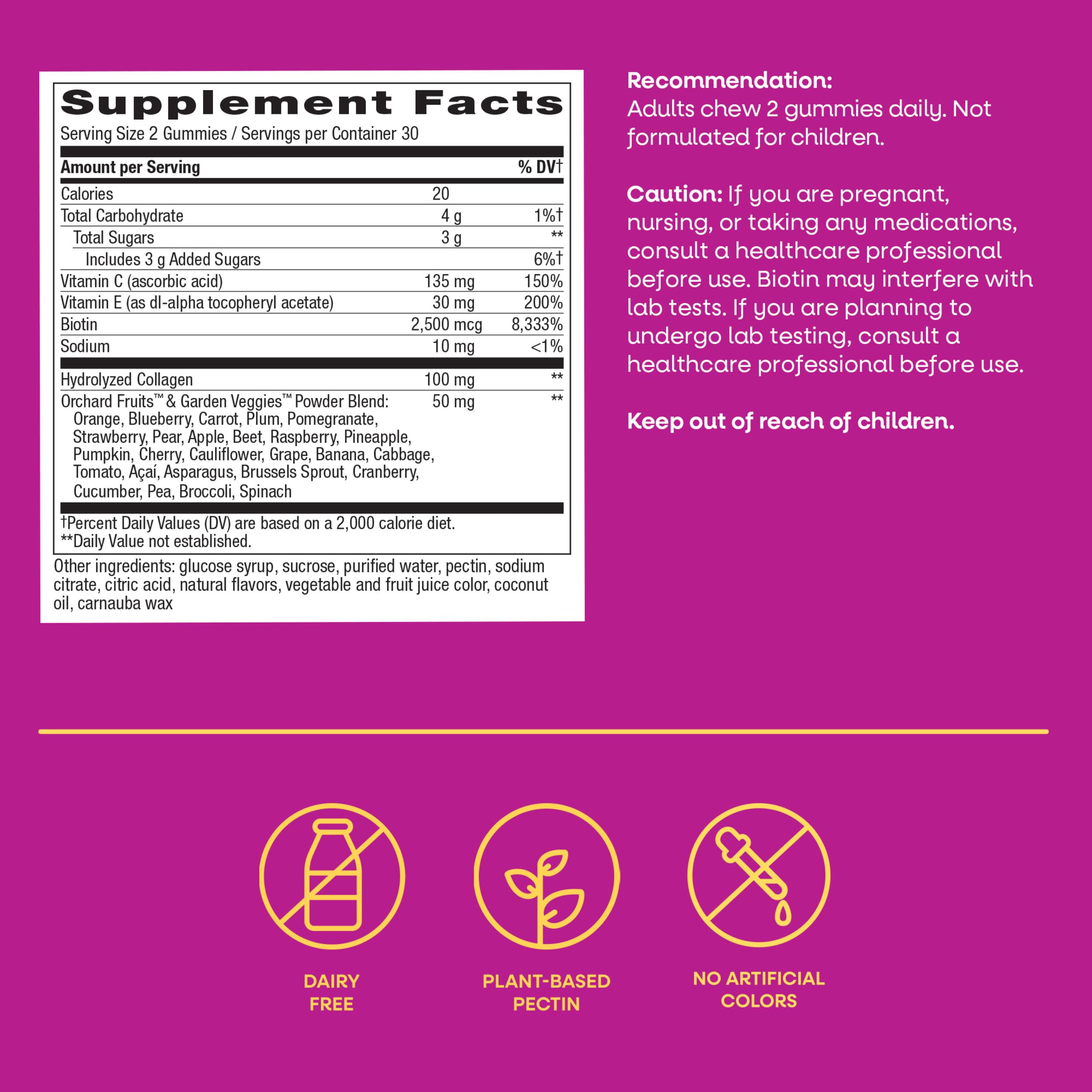 Pectin-based, dairy-free formulation iconography on Nature's Way Alive! gummies.