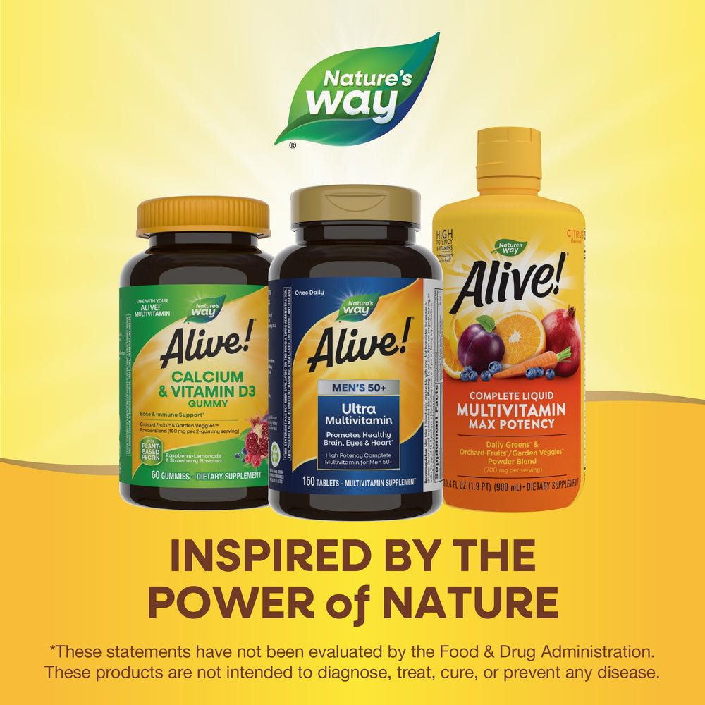 Nature's Way Alive Men 50+ Ultra gluten-free formula with no artificial colors.