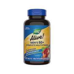 Nature's Way Alive! Men’s 50+ complete multivitamin bottle supports daily energy and overall wellness.