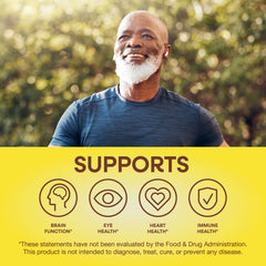 Nature's Way Alive! Men’s 50+ label close-up highlights 15 vitamins and minerals.