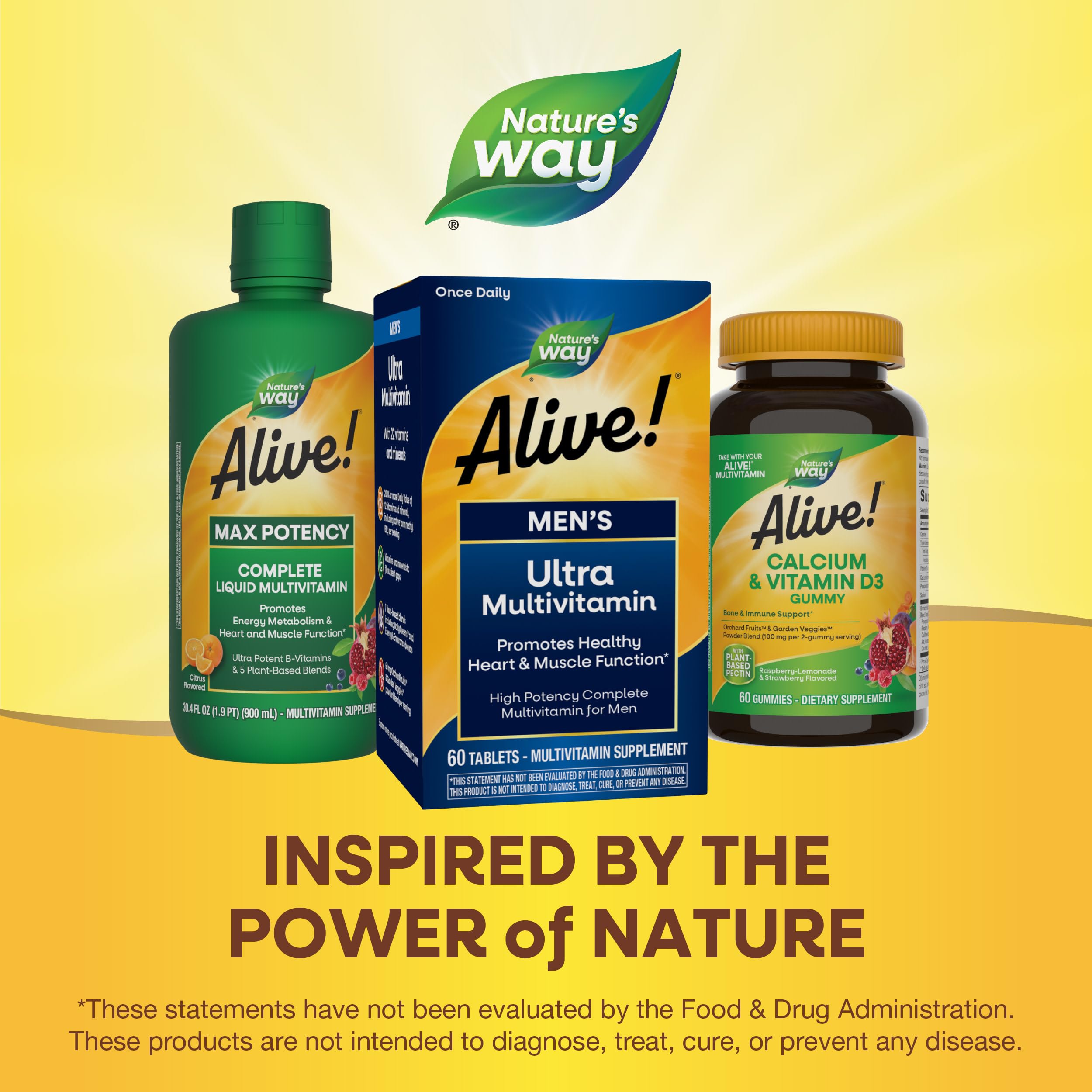 Nature's Way Alive! Men's vitamin bottle on shelf communicates trusted expertise.