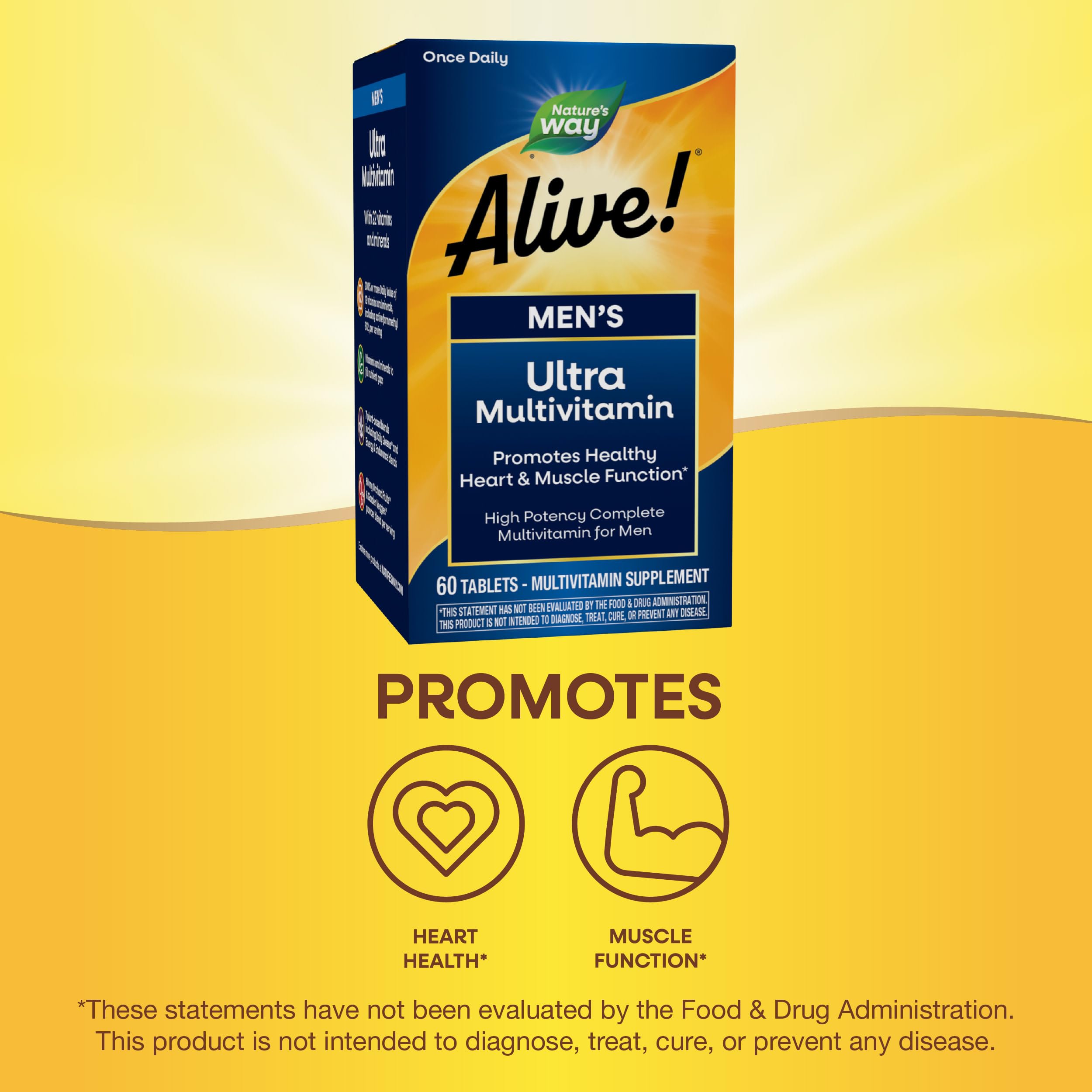 Nature's Way Alive! Men's bottle label seal noting immune support with vitamin C and zinc.