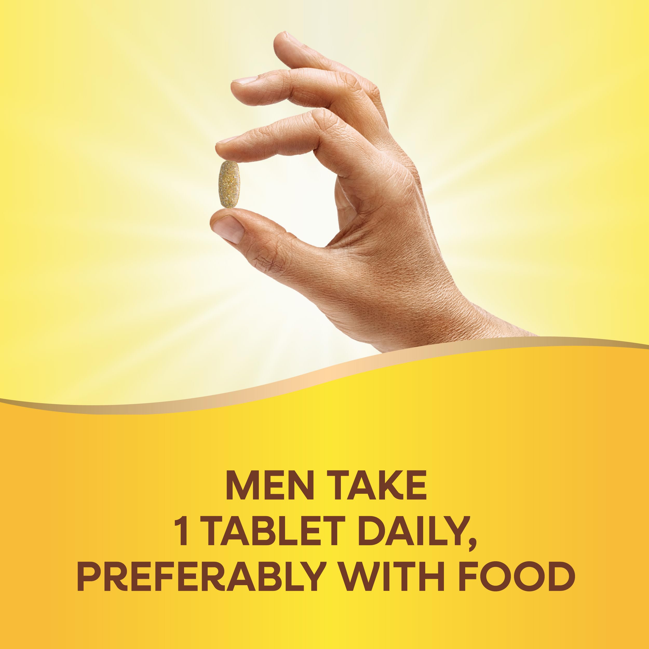 Nature's Way Alive! Men's bottle on desk suggests on-the-go wellness integration.