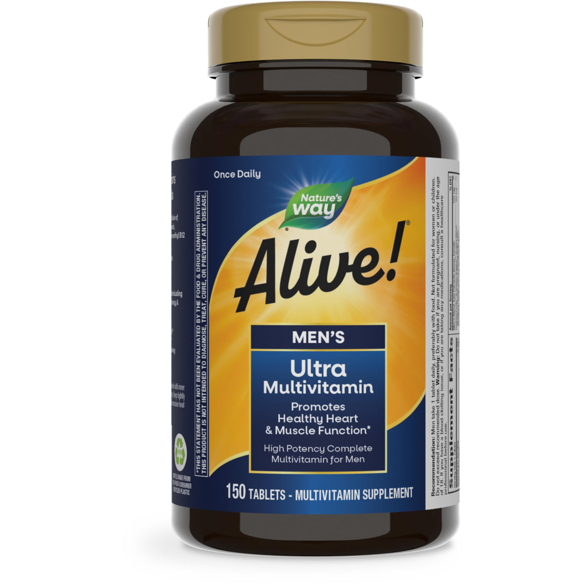 Nature's Way Alive! Men's daily multivitamin bottle front view supports energy.
