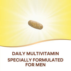 Nature's Way Alive! Men's multivitamin tablet close-up highlights nutrients for daily use.