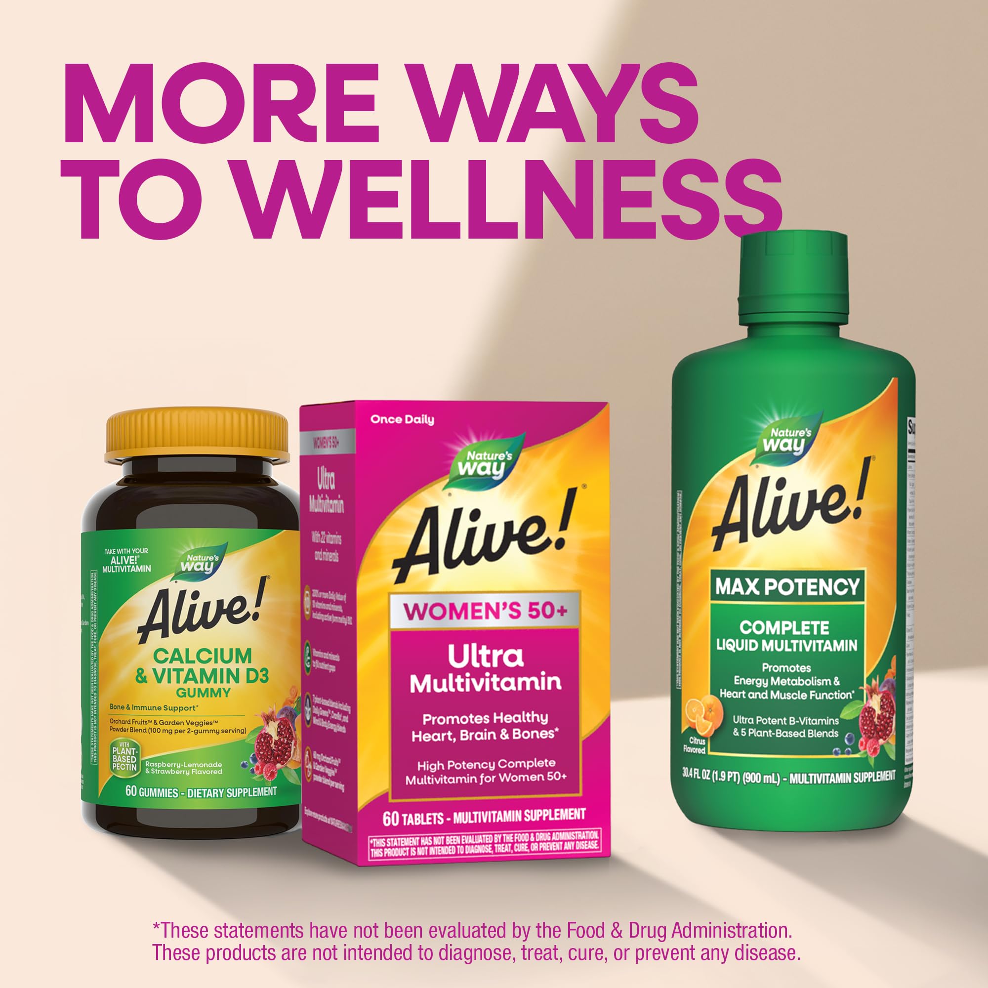 Nature's Way Alive! Women 50+ bottle close-up showcasing product details