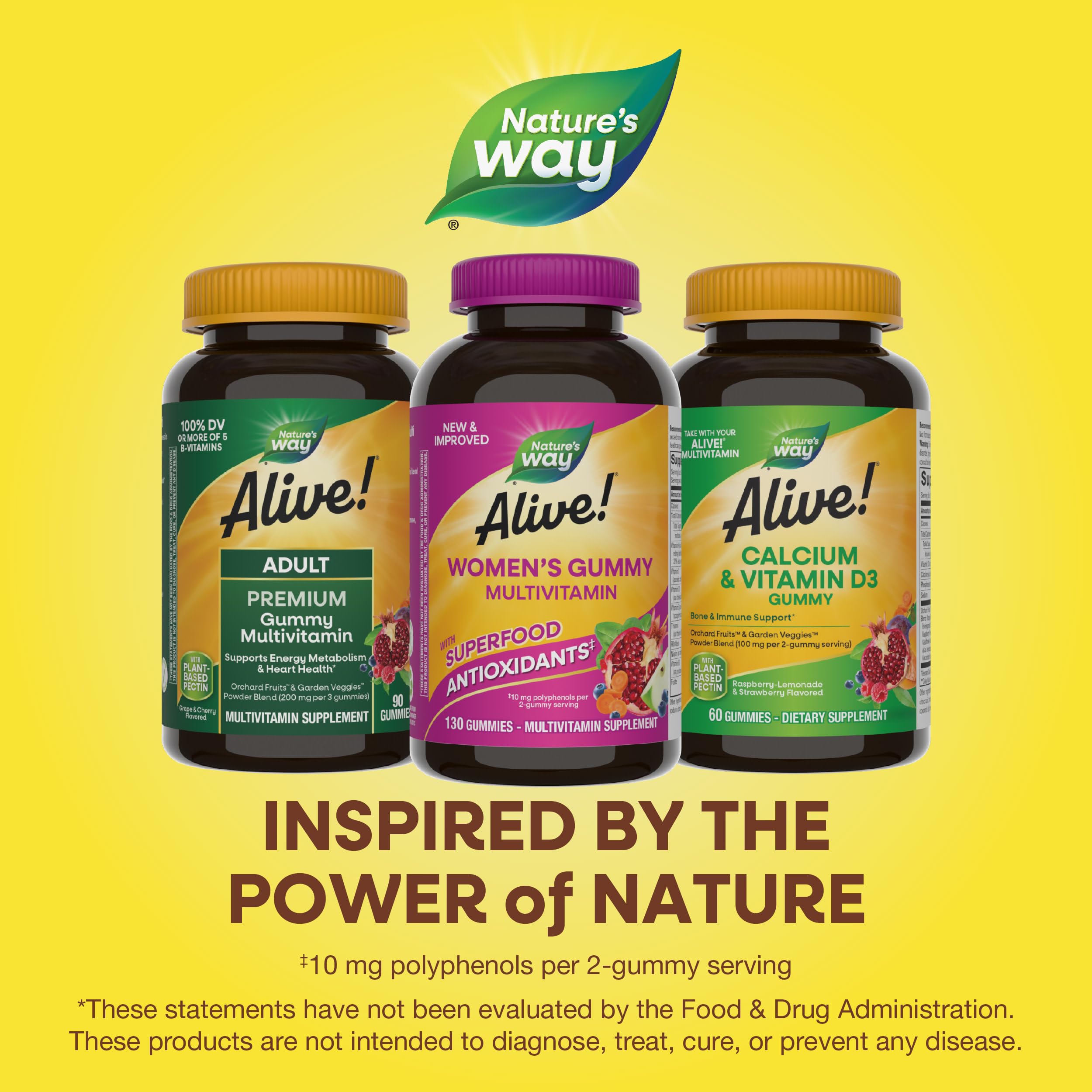 Mixed berry flavor Nature's Way Alive! gummies ideal for snacking on busy days