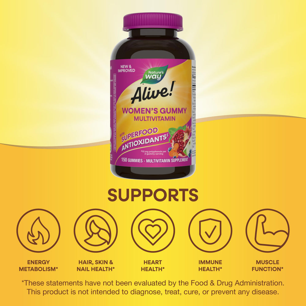 Nature's Way Alive! uses plant-based pectin for gelatin-free, vegetarian-friendly gummies.