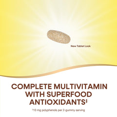 Alive! bottle label highlights 20 essential vitamins and minerals.