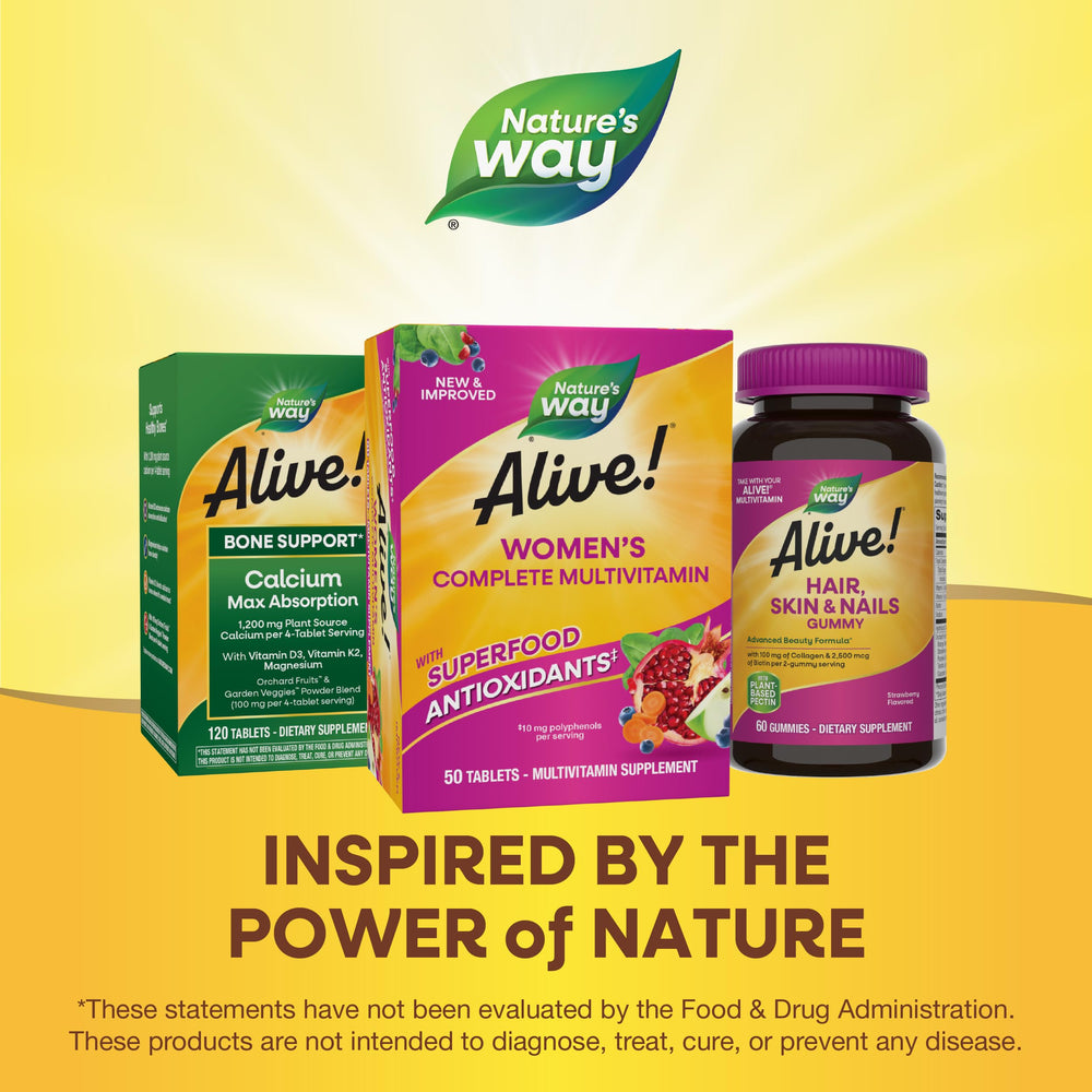Nature's Way Alive! packaging varies by batch; verify label for contents and use.