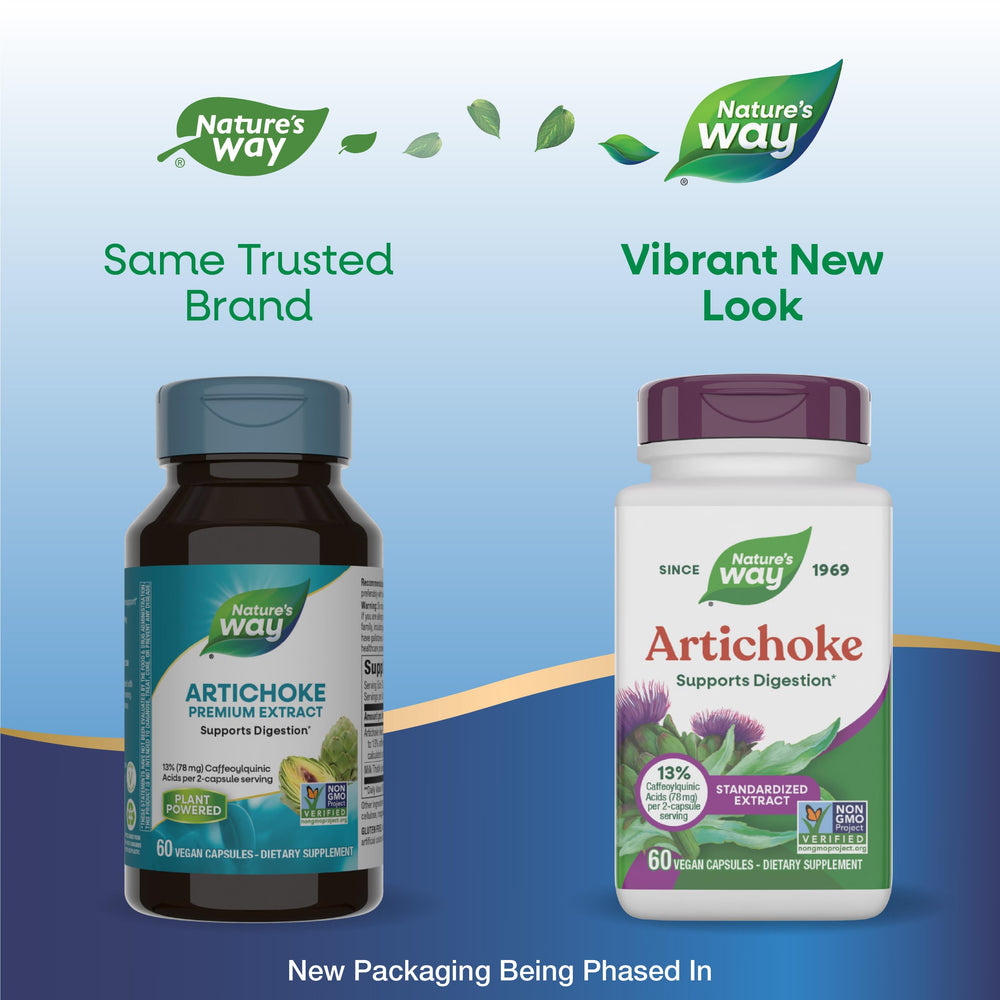 Nature's Way Artichoke capsules close-up for digestion support