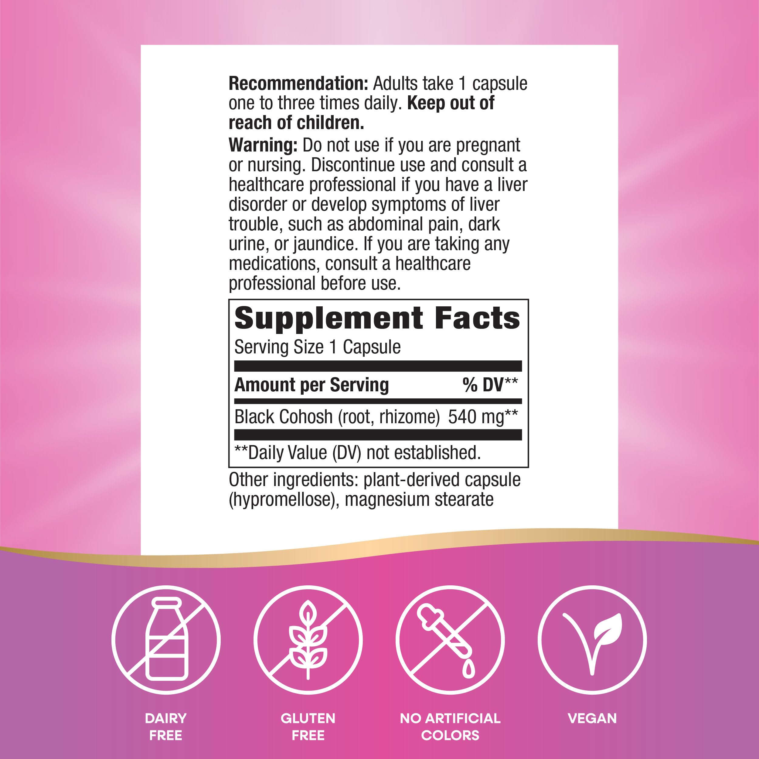 Nature's Way Black Cohosh Root packaging showing capsules ready for daily use