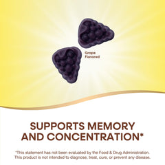 Nature's Way Brain Fuel gummies label shows Cognigrape for brain function.