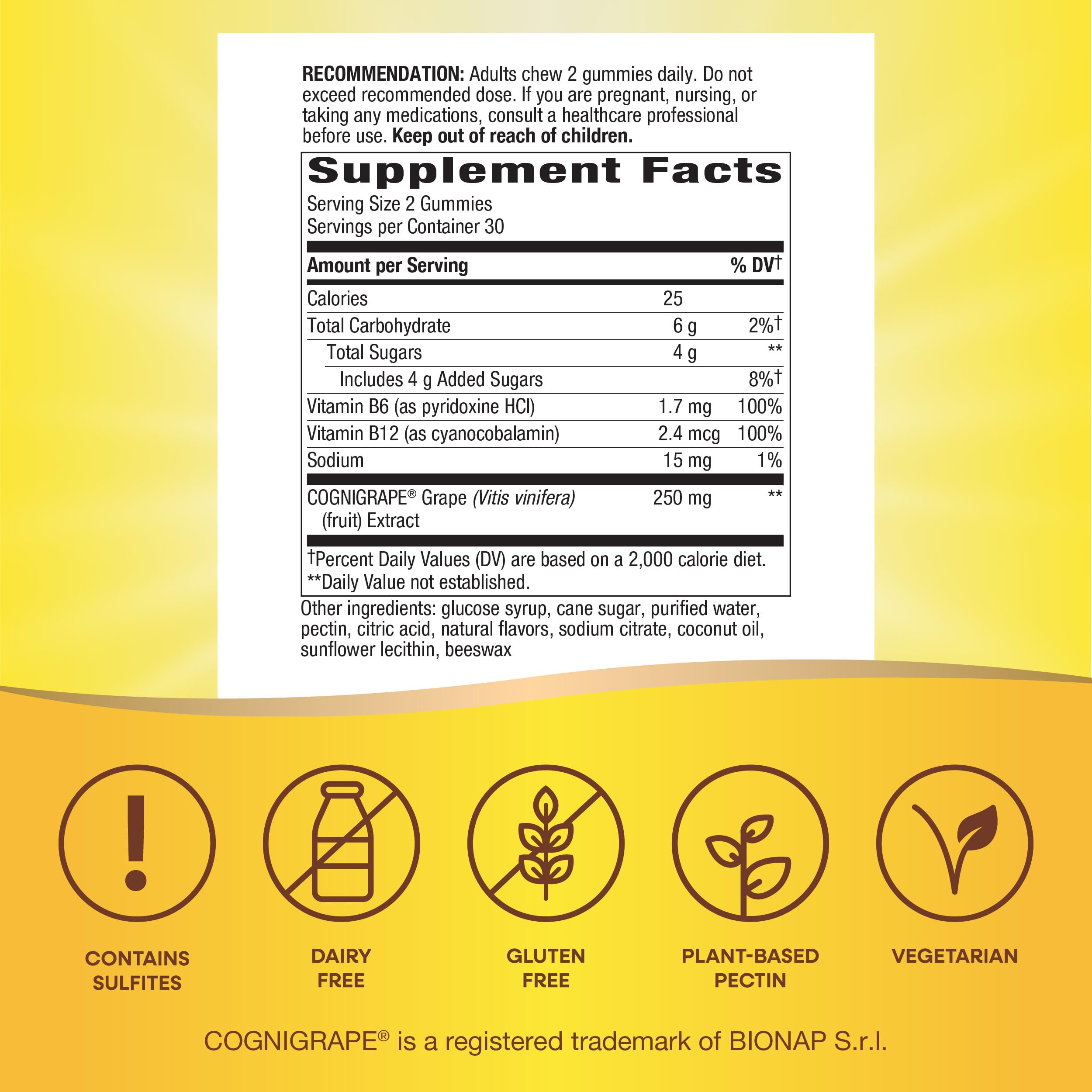 Nature's Way Brain Fuel gummies two gummies serving for memory support.