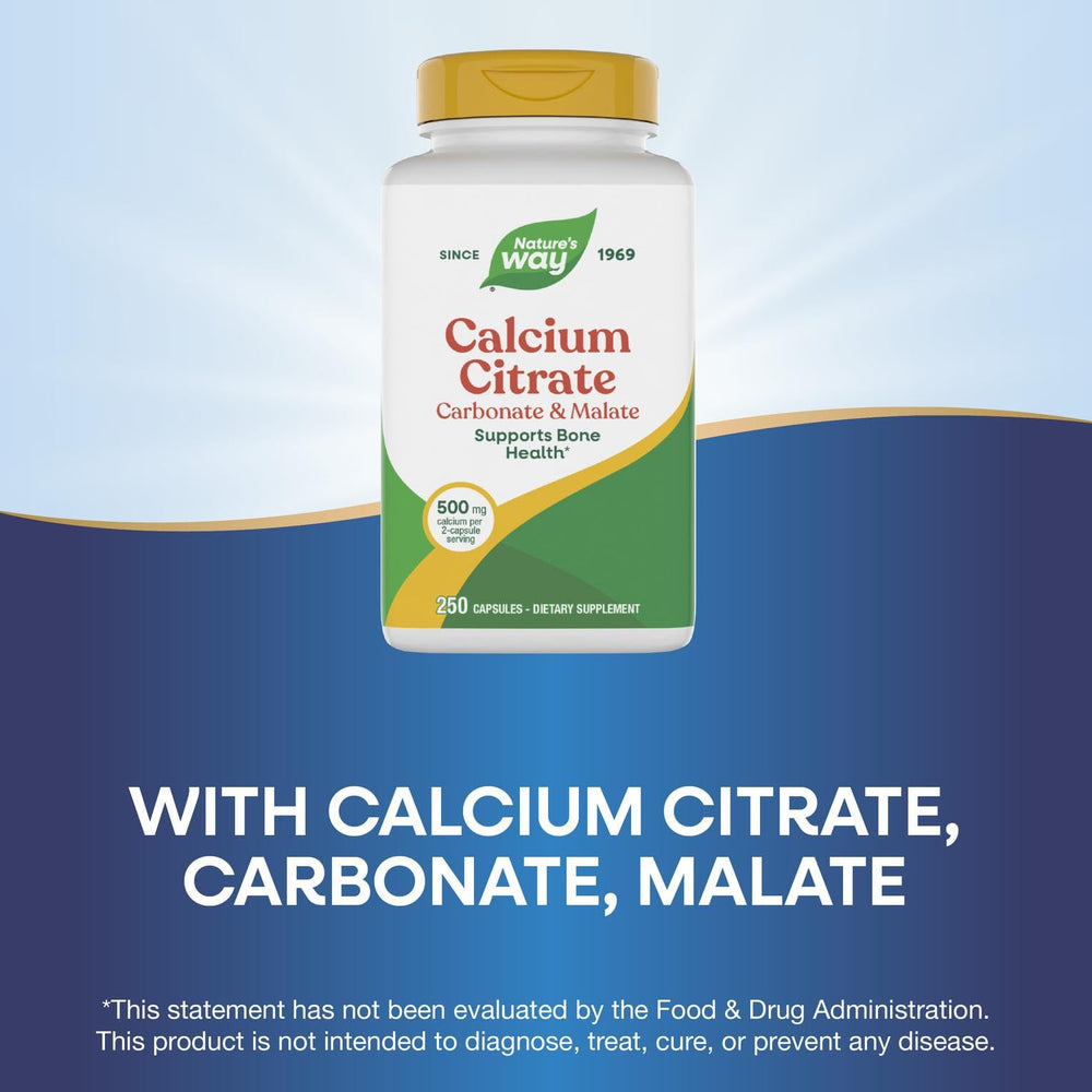 Ingredient blend of citrate, malate, and carbonate in Nature's Way Calcium Citrate