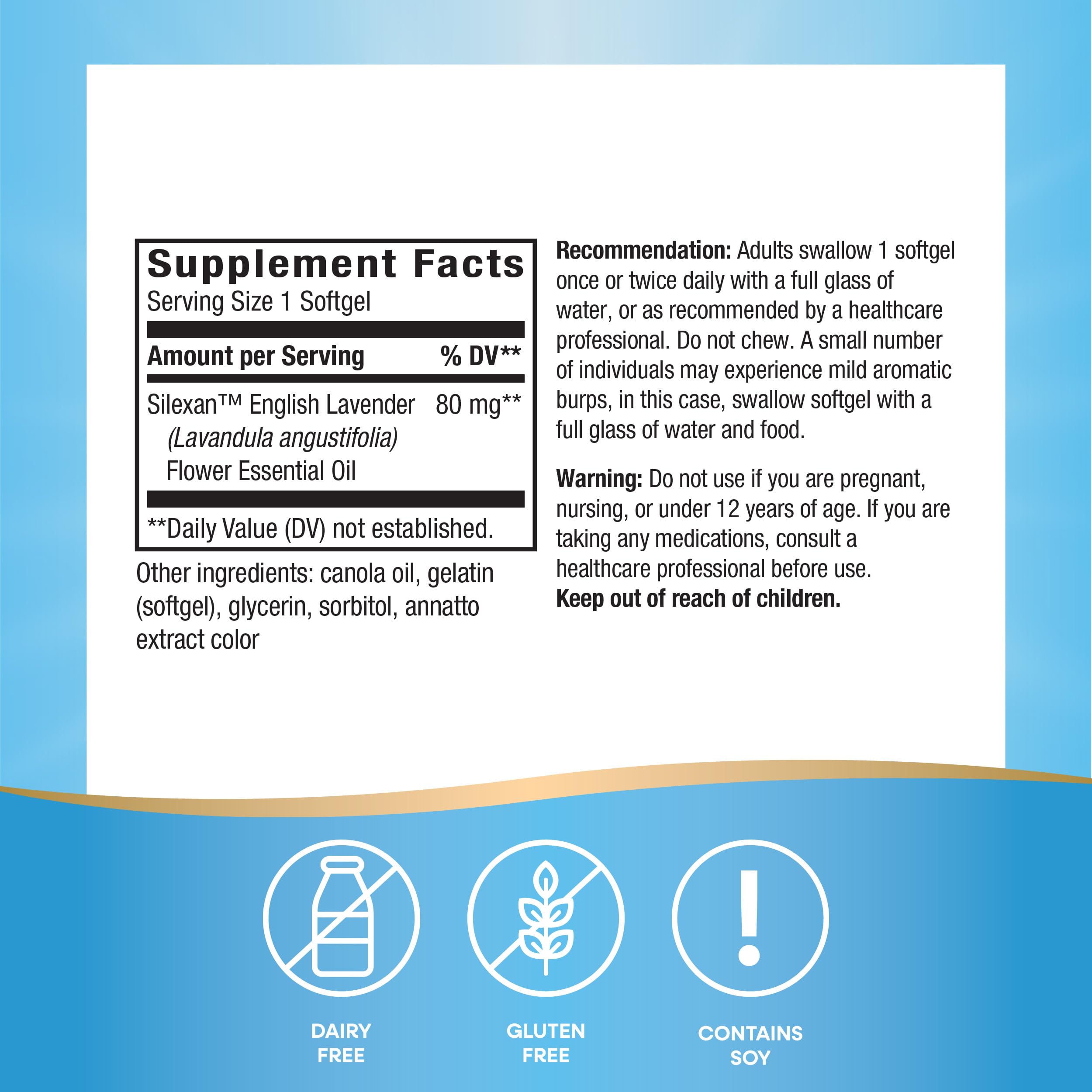 Nature's Way CalmAid label detail shows Silexan lavender oil.