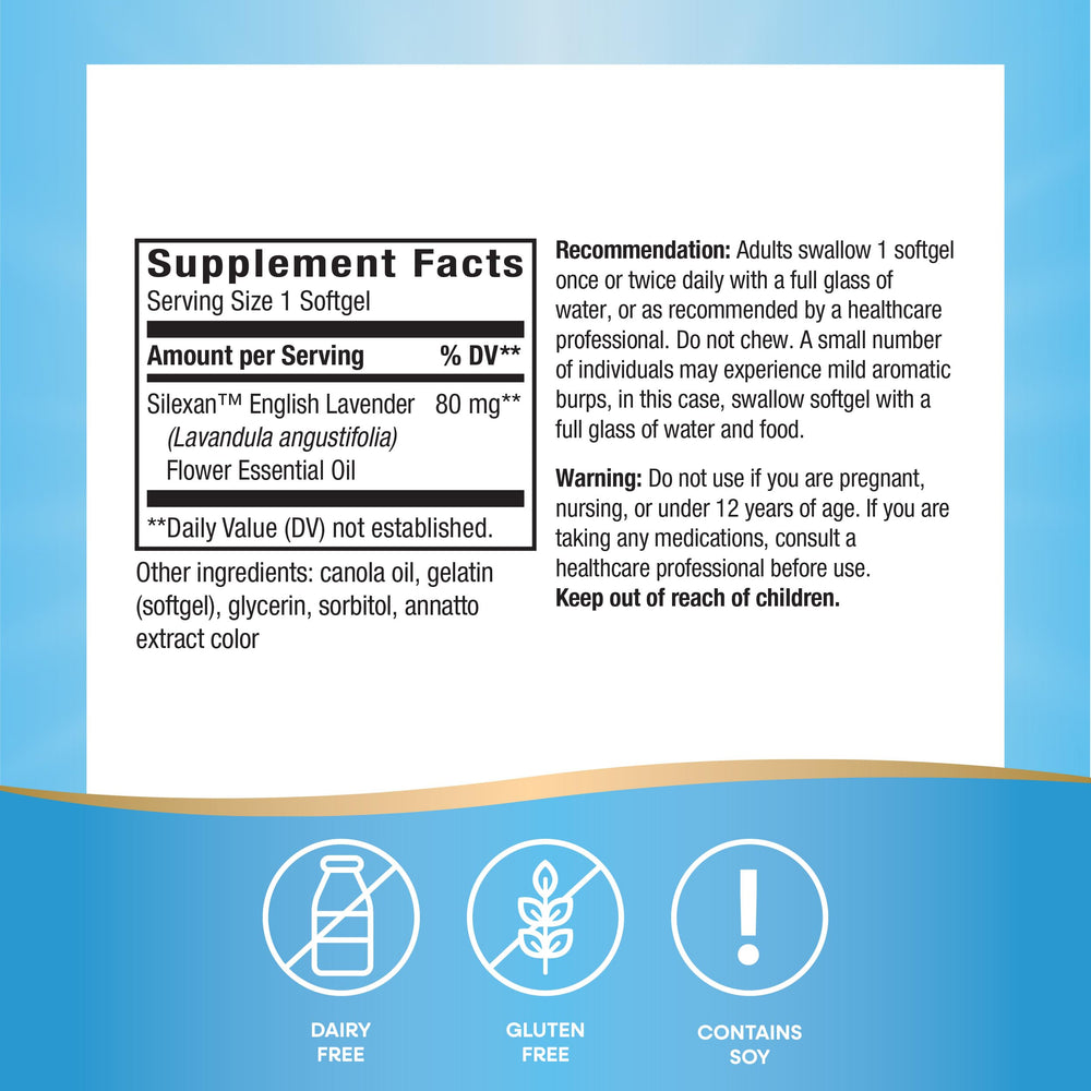 Nature's Way CalmAid label detail shows Silexan lavender oil.