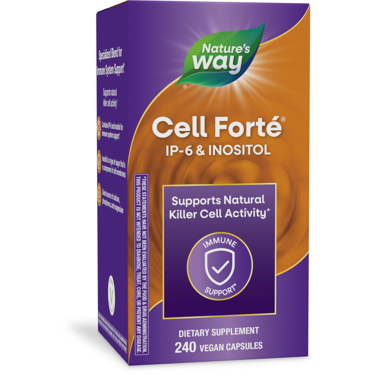 Nature's Way Cell Forté IP-6 & Inositol bottle front, vegan immune-support option displayed