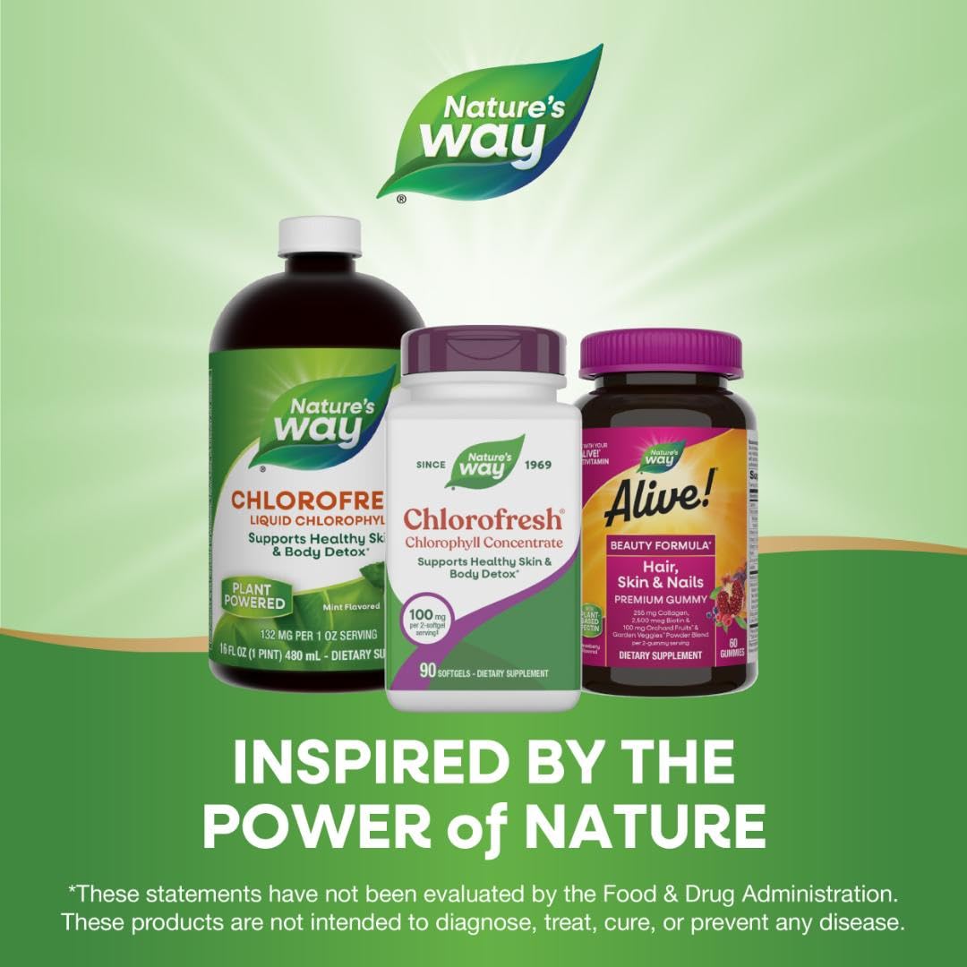 Nature's Way Chlorofresh gluten-free label close-up; suggests wheat-free and dairy-free.