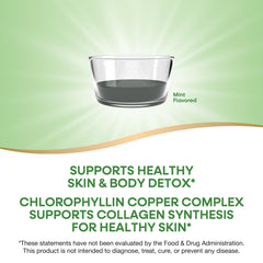 Nature’s Way Chlorofresh mint liquid being poured for easy daily use.