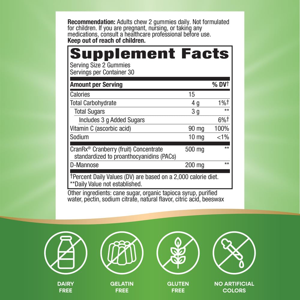 Packaging featuring BioActive Cranberry component on label.