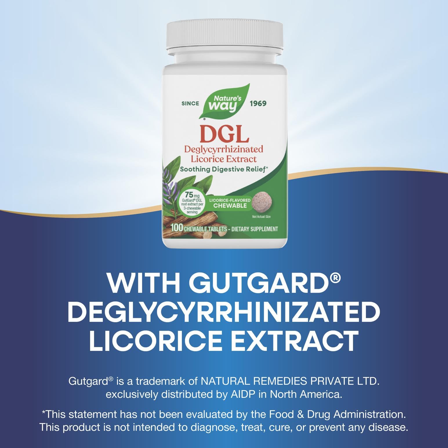 Nature's Way DGL box shows vegan and gluten-free icons for dietary choices.