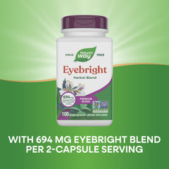 Nature's Way Eyebright vegan capsules shown for a plant-based wellness option.