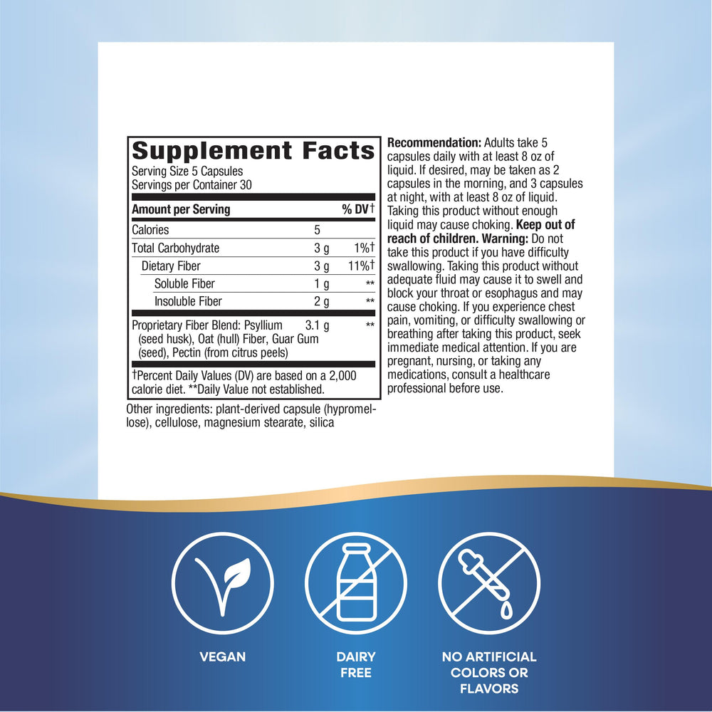 Nature's Way Fiber Fusion Daily cap closeup, smooth vegan capsules.