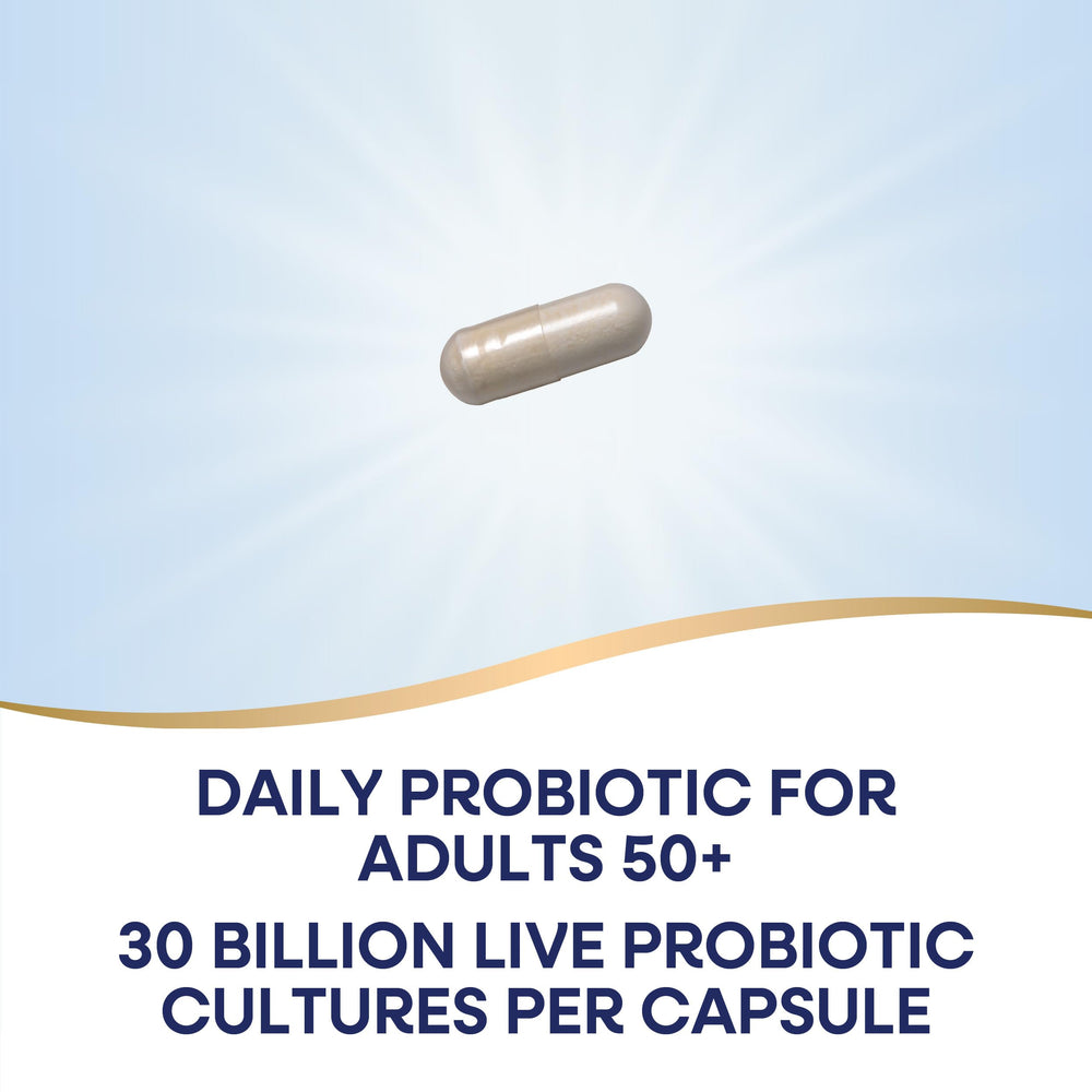 Fortify 50+ capsules for convenient daily probiotic intake.
