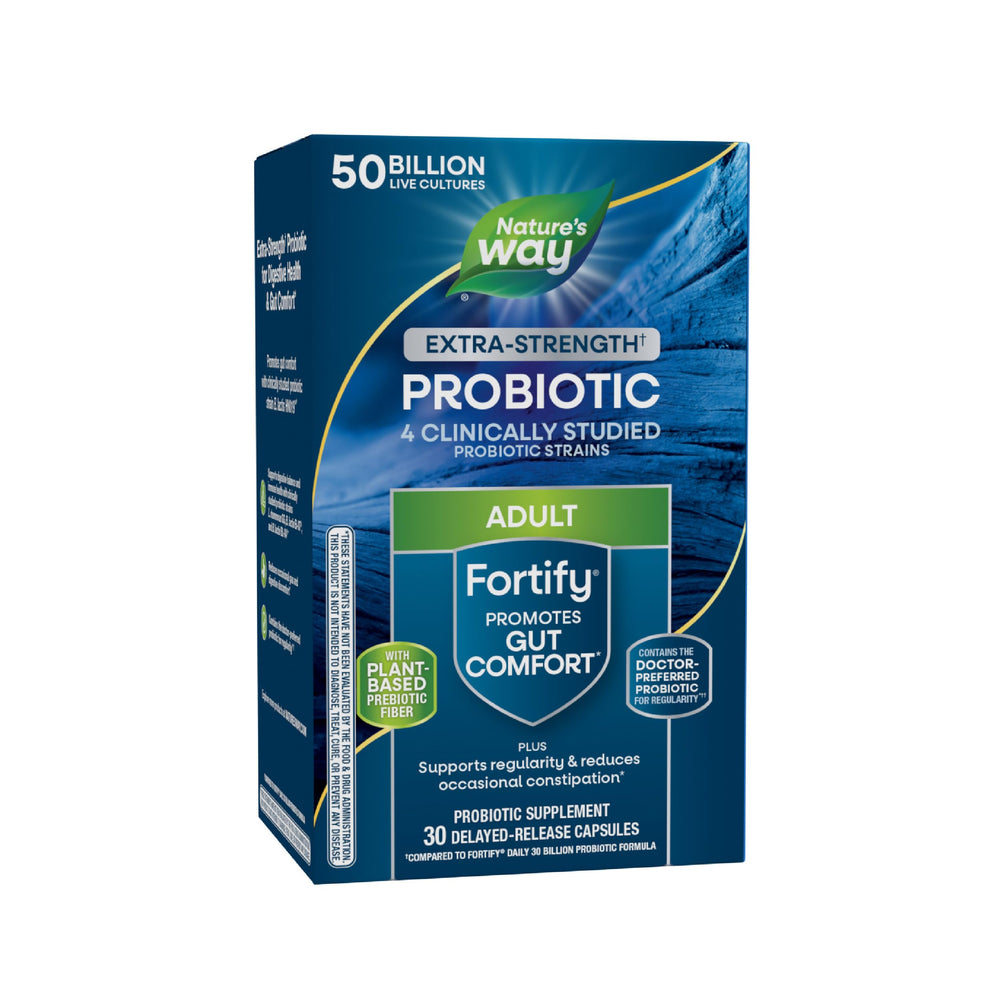 Nature's Way Fortify Probiotic bottle front view for daily digestive support.