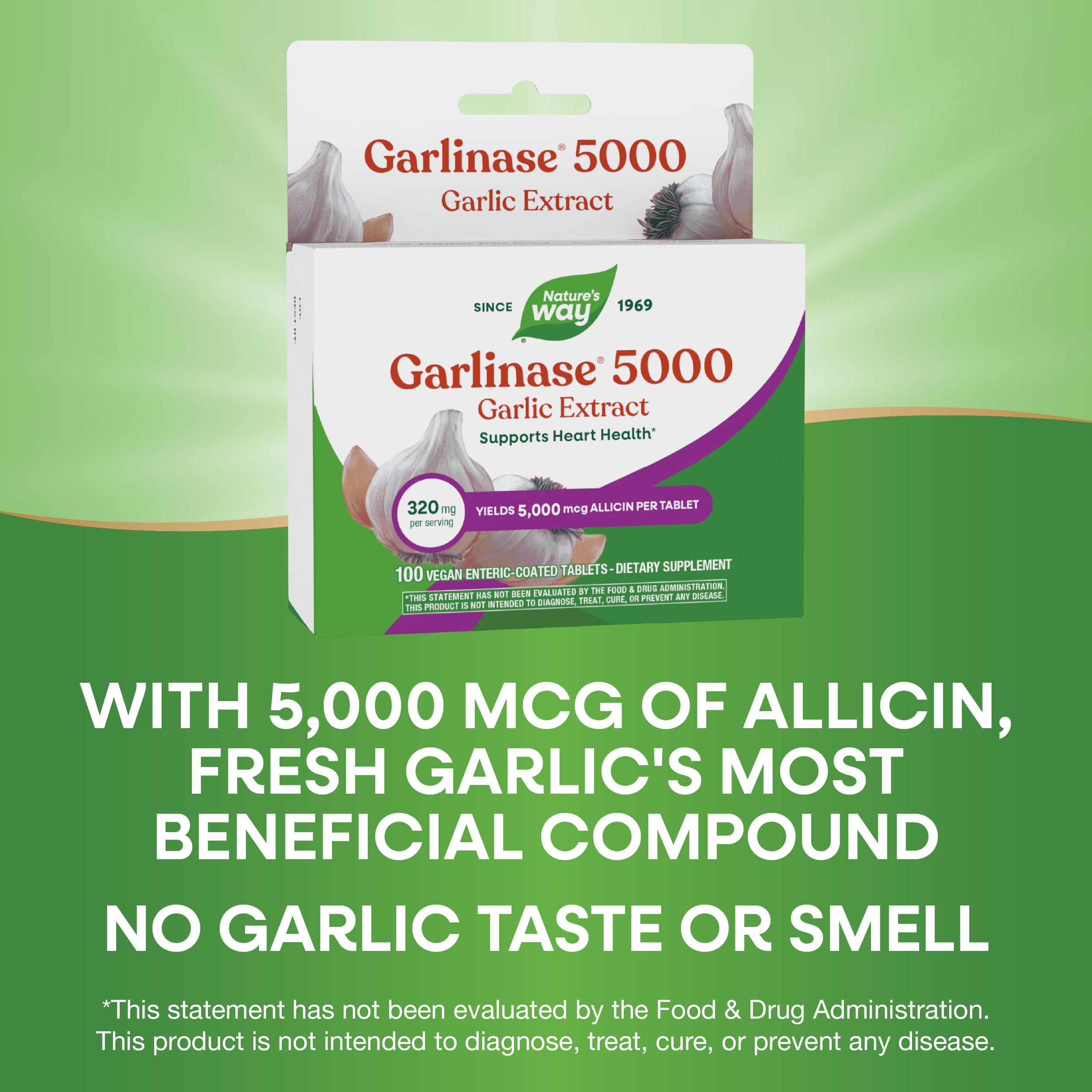 Vegan garlic supplement Garlinase 5000 in bottle for plant-based wellness.