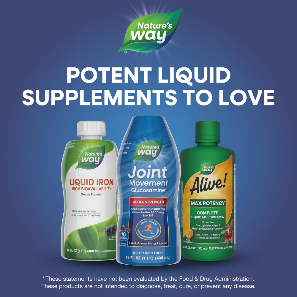 Nature's Way Glucosamine Liquid over ice mix with water for convenient consumption.