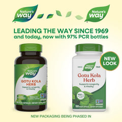 Nature's Way Gotu Kola bottle back label with serving size for daily vitality support
