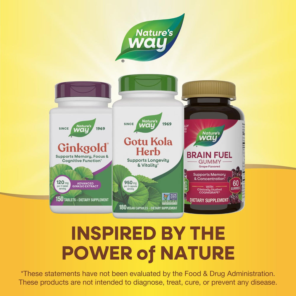 Nature's Way Gotu Kola bottle stored on kitchen counter for daily use