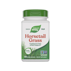 Nature's Way Horsetail Grass bottle label highlighting traditional hair and nail support