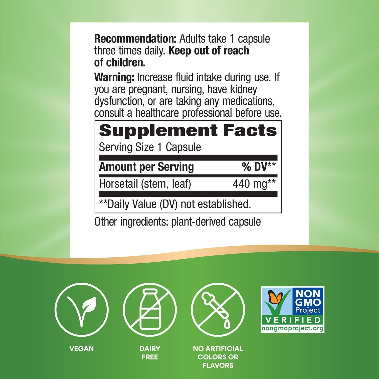Nature's Way Horsetail Grass gluten-free supplement suitable for sensitive diets
