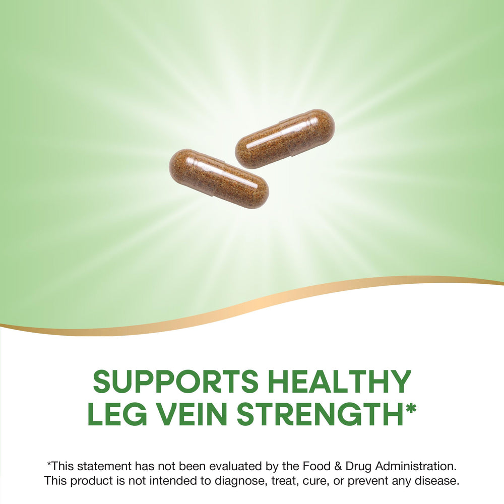 Nature's Way Leg Veins bottle features horse chestnut seed extract
