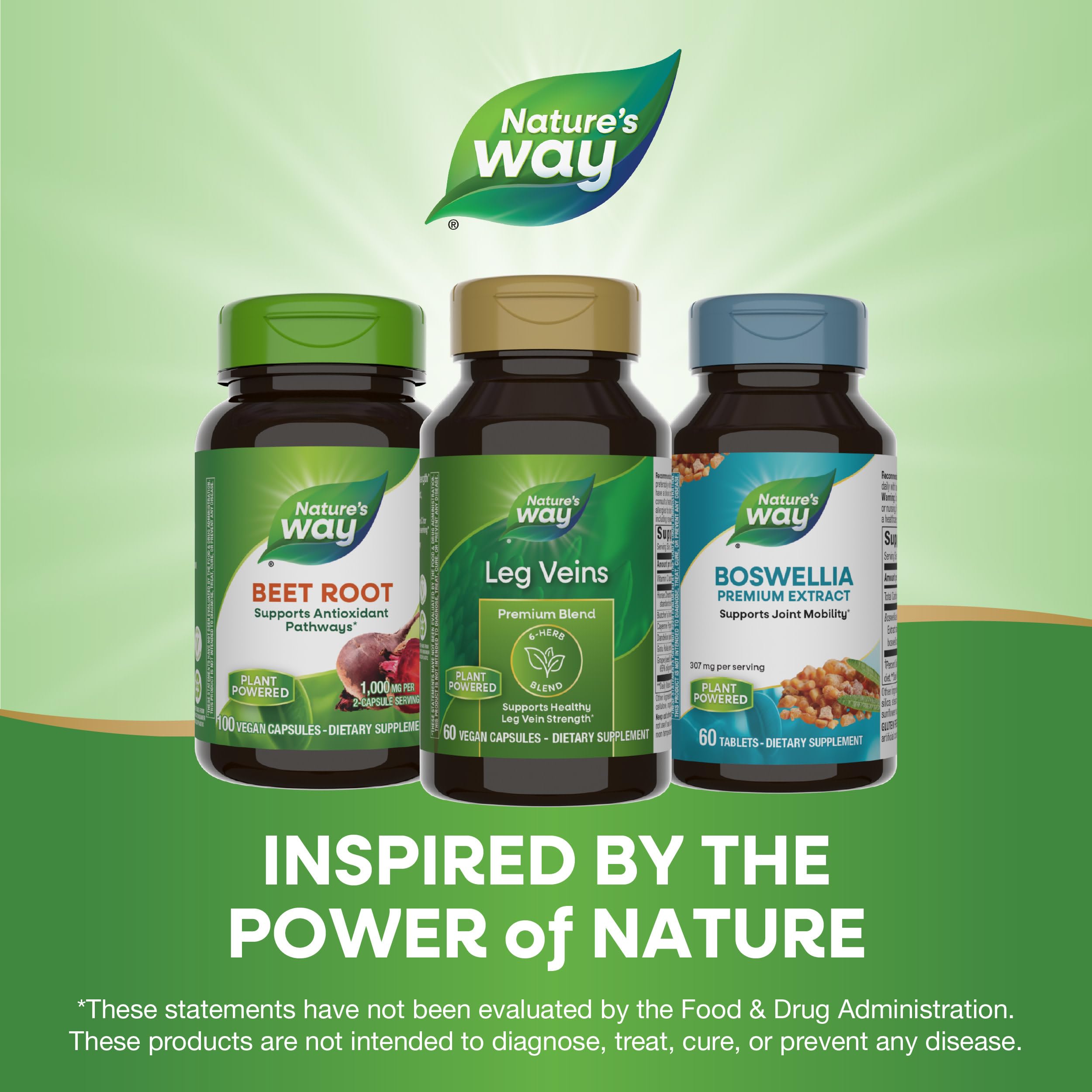 Vegan capsules of Nature's Way Leg Veins for plant-based routine