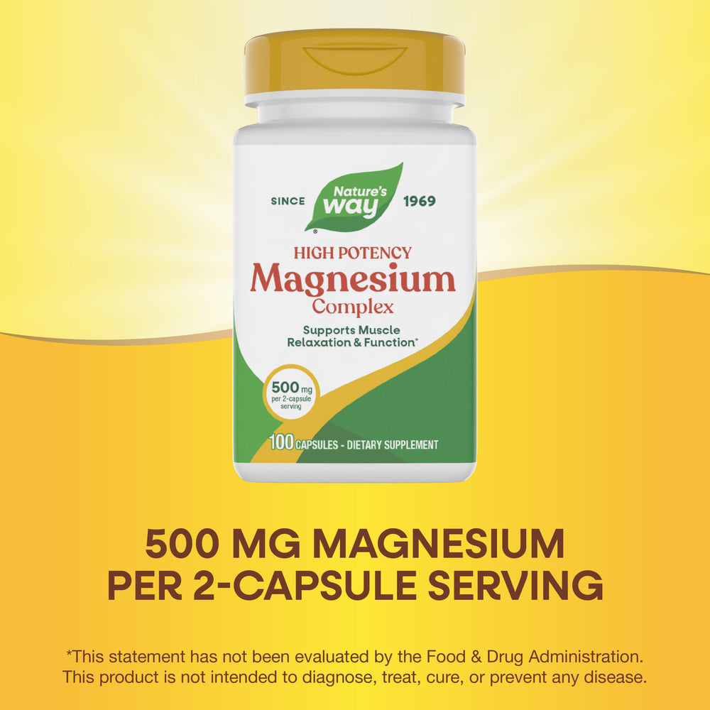 Nature's Way Magnesium Complex pouring capsules for easy daily use.