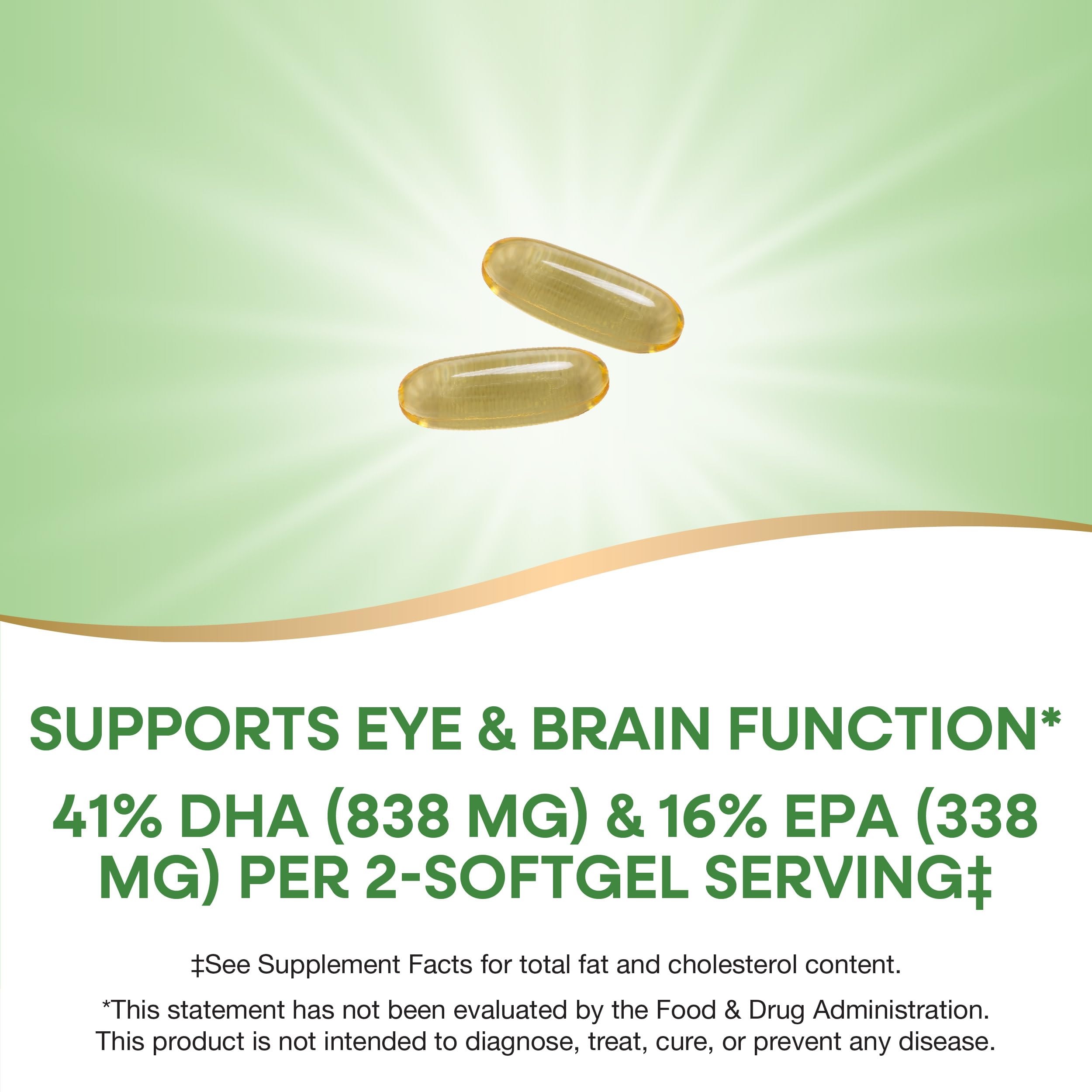Nature's Way Mega-DHA label nutrition presents DHA and EPA levels for eye and brain support.
